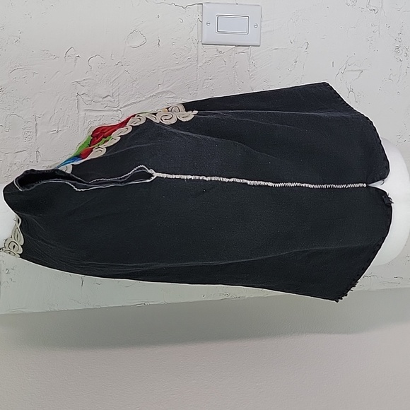 Blouse Top Shirt Boxy Embroidered Mexican Floral Short Sleeve Festive Colorful S - Picture 5 of 14